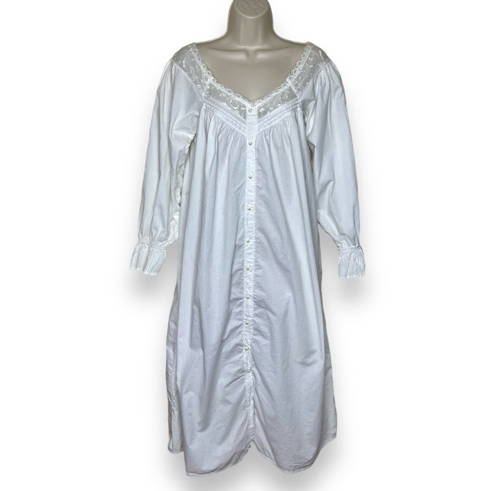 Vintage Victorias Secret Gold Label Cotton Lace Nightgown Small White Maxi Sleep